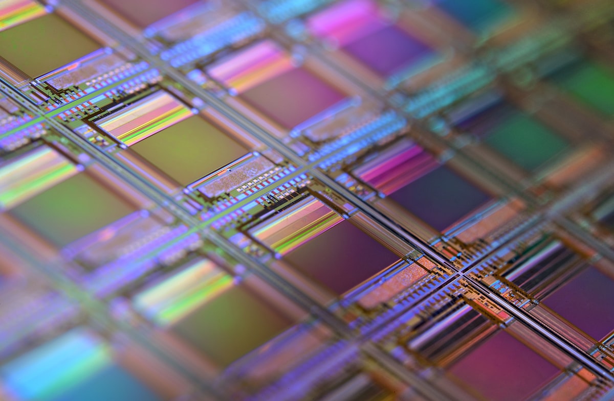 Silicon chip die macro photograph